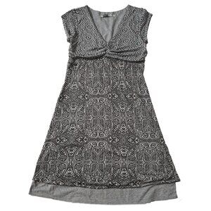 Athleta Dhara Burnout Dress V Neck Grey Print